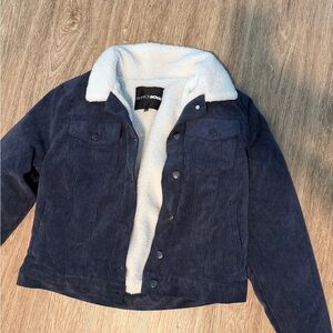 Fashion Nova Blue Corduroy Jacket with Cream Sherpa Lining